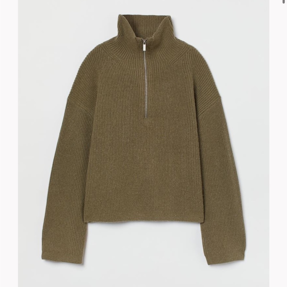 H&M Rib-Knit Quarter Zip Sweater
